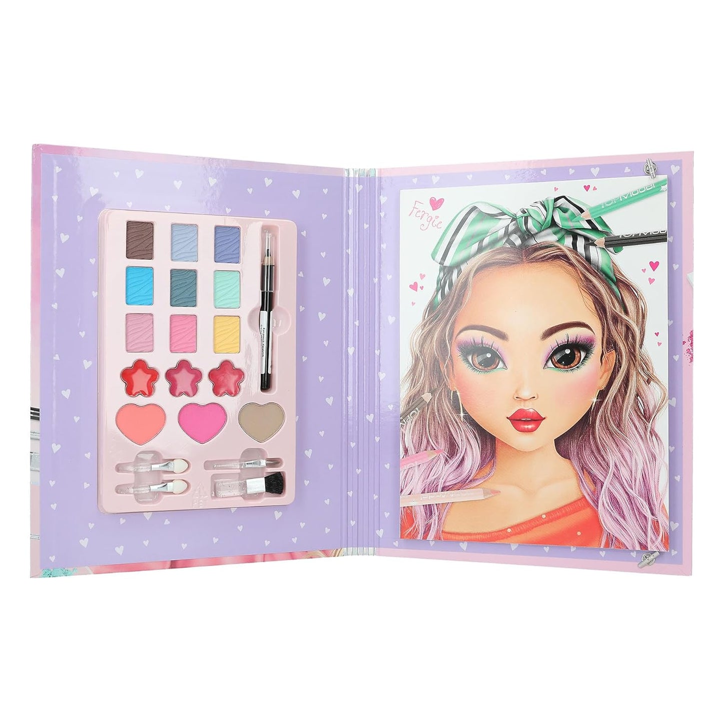 Depesche 12876 TOPModel Make Up Studio - Creative Folder for Creating Beautiful Makeup Looks, Includes Colouring Pad, Makeup Palette and 4 Brushes