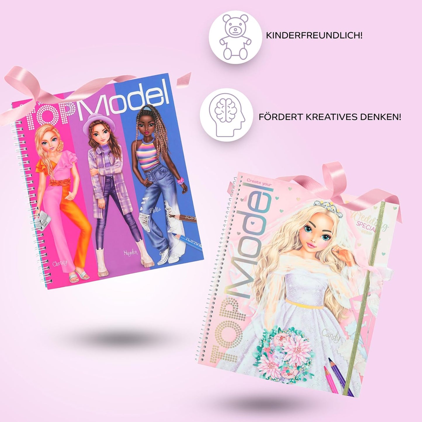 Depesche TOPModel Creative Set: Wedding Special & Fashion Design Colouring Book - Two Inspirational Creative Books for Kids