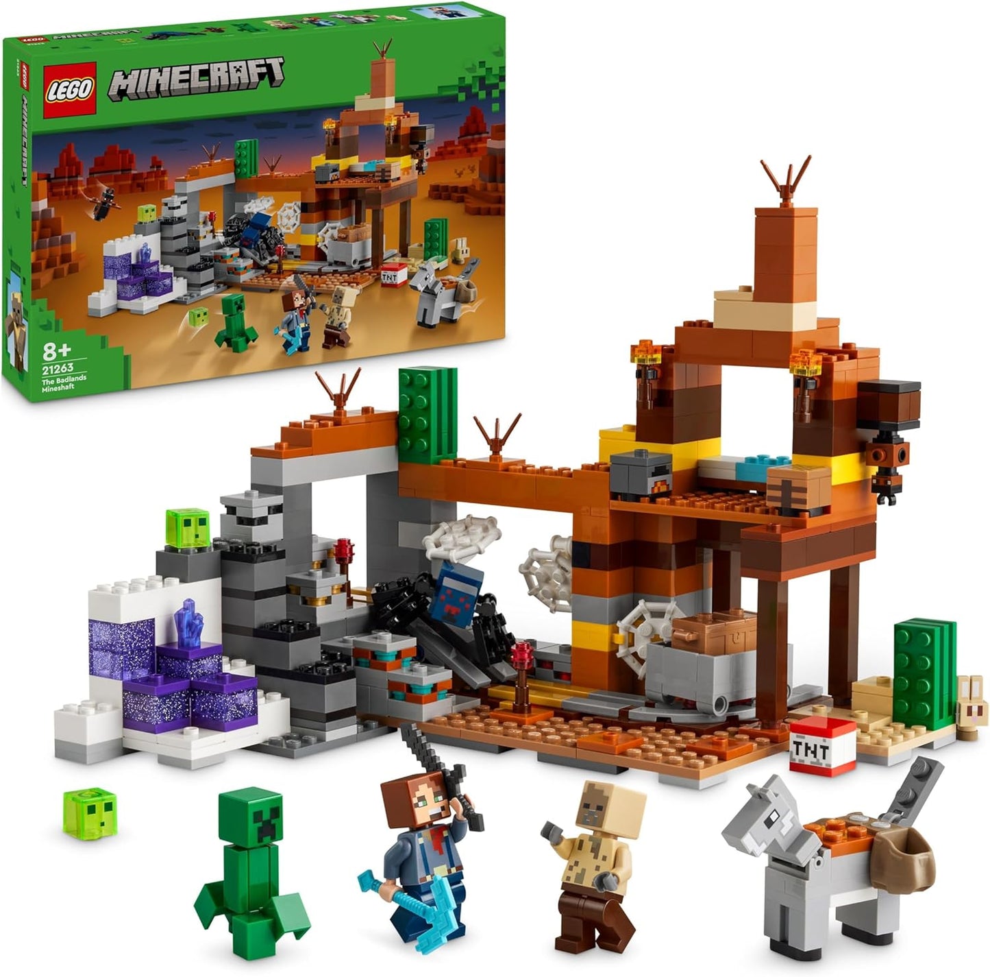 LEGO Minecraft The Mine in the Badlands, Mining Toy for Video Game, Set for Boys and Girls from 8 Years, Building Fun Stones, Adventure Set, Birthday Gift 21263