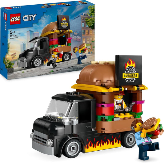 LEGO City 60404 Burger Truck, Construction Set with Toy Car for 5-Year-Old Children, Food Truck Mini Figure and Accessories, Funny Gift for Boys and Girls