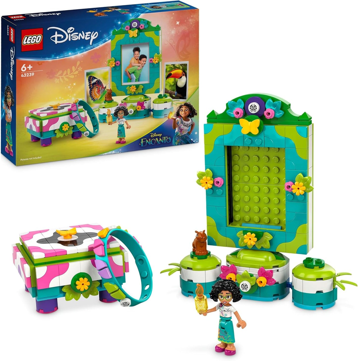 LEGO Disney Encanto Mirabels Photo Frame and Jewellery Box, Construction Set for Children with Toy Bracelet and Mirabel Madrigal Toy Figure, Gift for Girls and Boys from 6 Years 43239