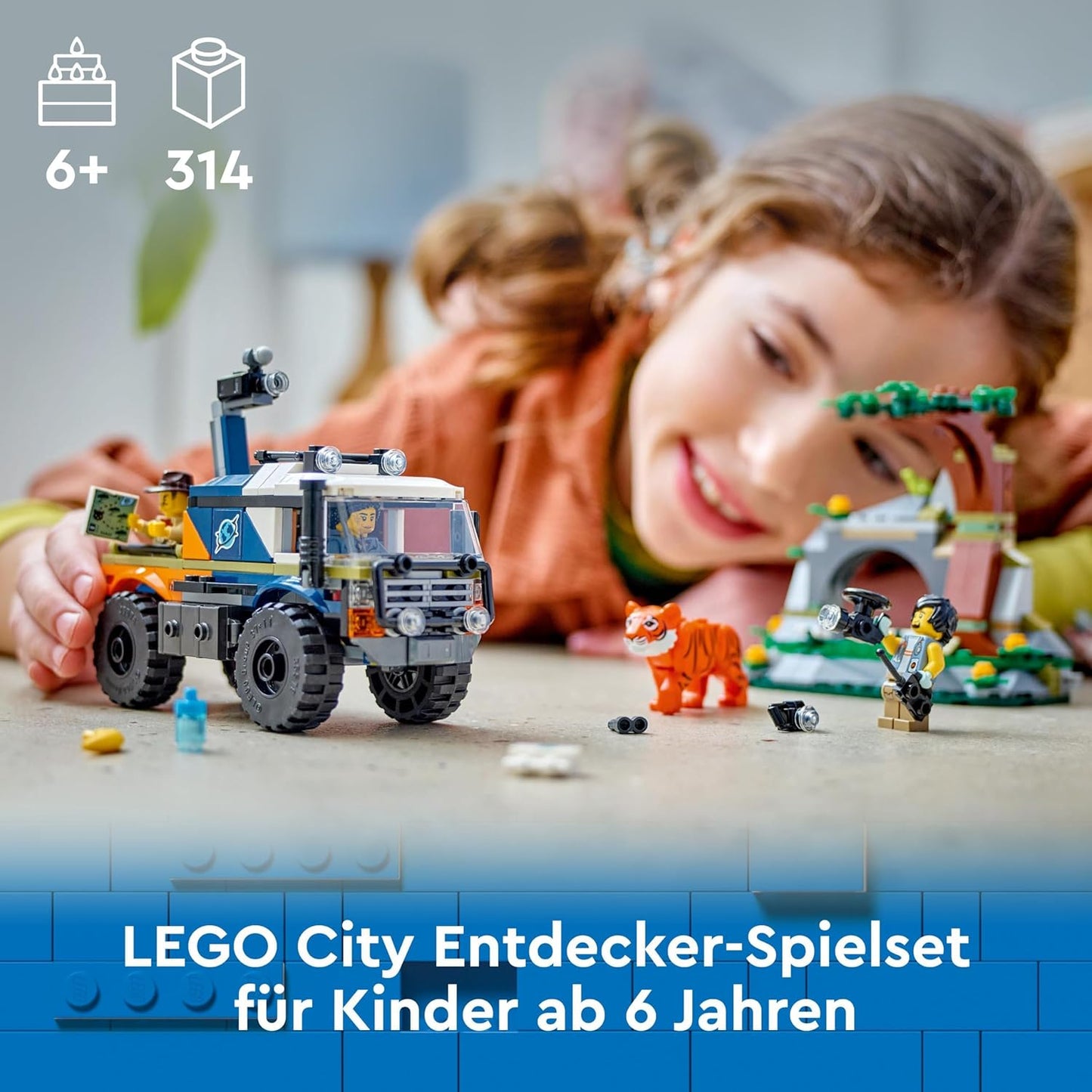 LEGO City Jungle Explorer Truck, Construction and Play Set for Children from 6 Years, Cool Birthday Gift, Truck Toy, with 3 Adventurer Mini Figures and Tiger 60426