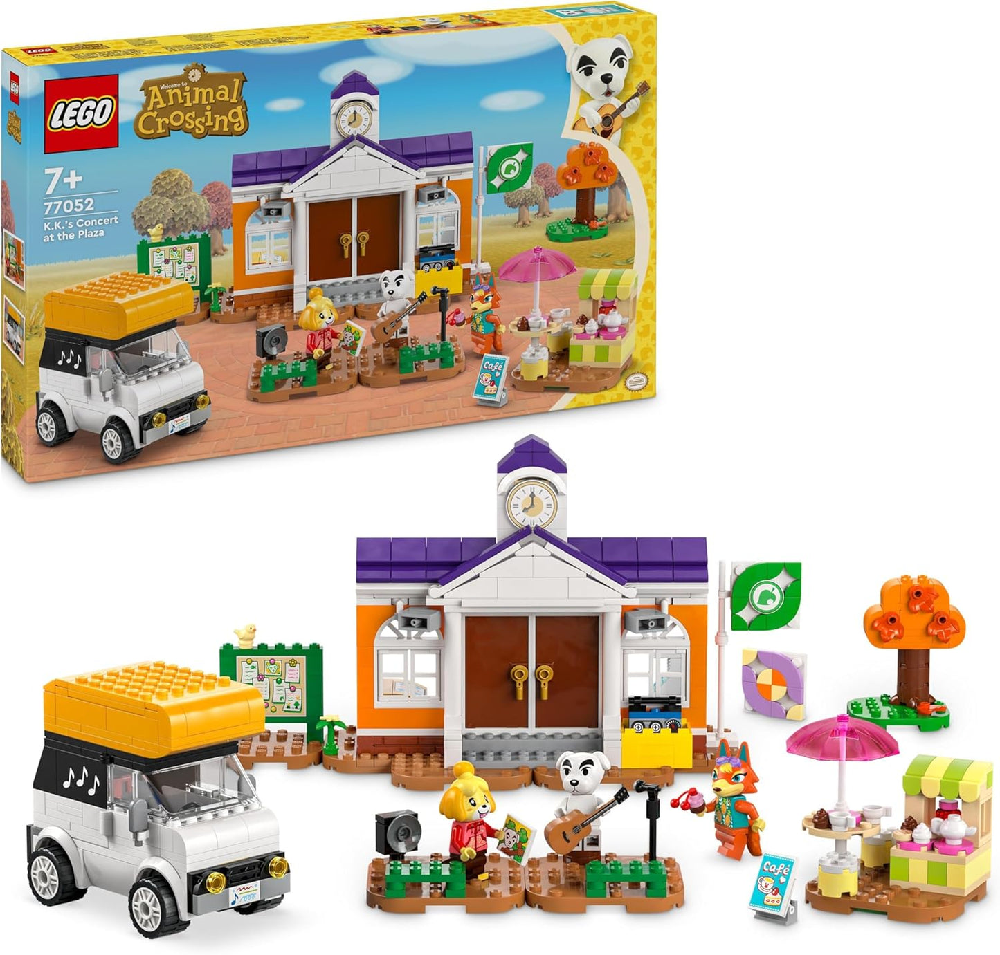 LEGO Animal Crossing K.K. Plays on the Festival Court, Construction Toy with Café and Car from the Video Games, Playset for Girls and Boys from 7 Years, Gift for Children 77052