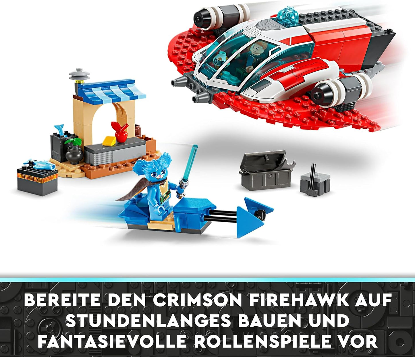 LEGO Star Wars: Young Jedi Adventures The Crimson Firehawk Starter Set for Children with Buildable Spaceship Toy, Speeder Bike and 3 Figures, Gift for Boys and Girls from 4 Years 75384