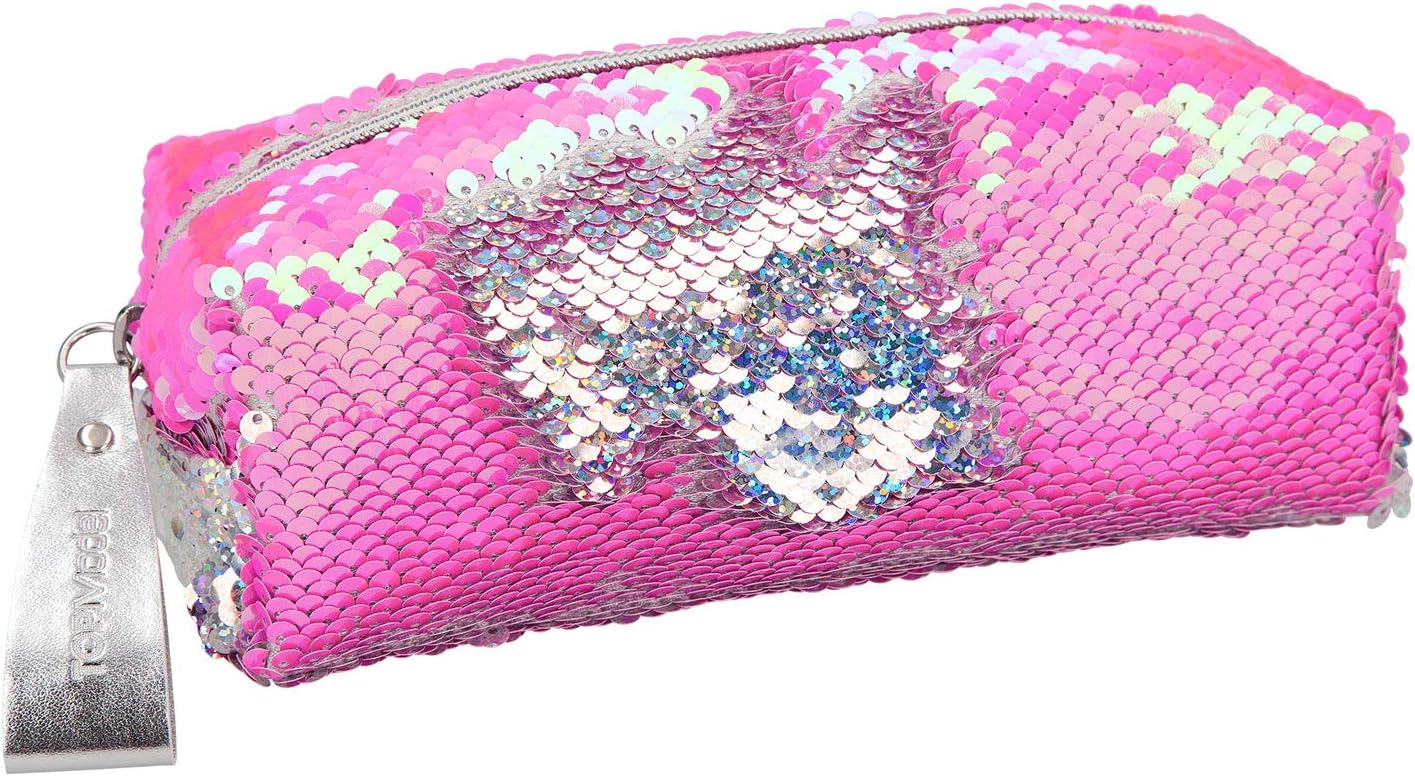 Depesche TOPModel 10416 Pencil Case with Sequins, Pink/Silver, pink, glam