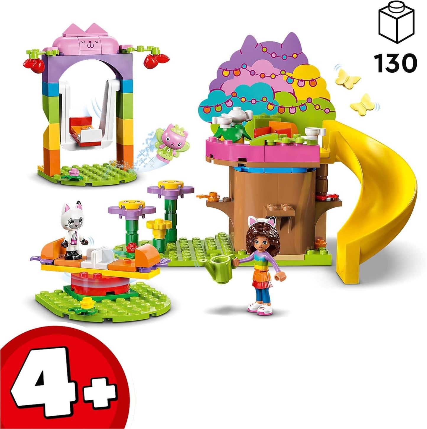 LEGO Gabby's Dollhouse Kitty Fairies Garden Party Dollhouse Toy Set with Gabby, Pandi and Kitty Fairy Figures with Tree House, Swing, Slide and Carousel, Gift for Girls, Boys, Children 10787