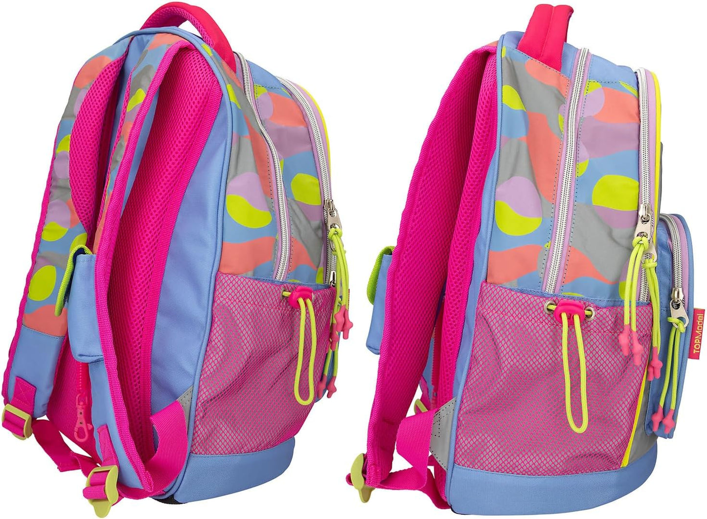 Depesche TOPModel Flash 12738 School Backpack with Model Motif, Colourful Graphic Pattern Made of Reflective Material, School Bag with Adjustable Straps