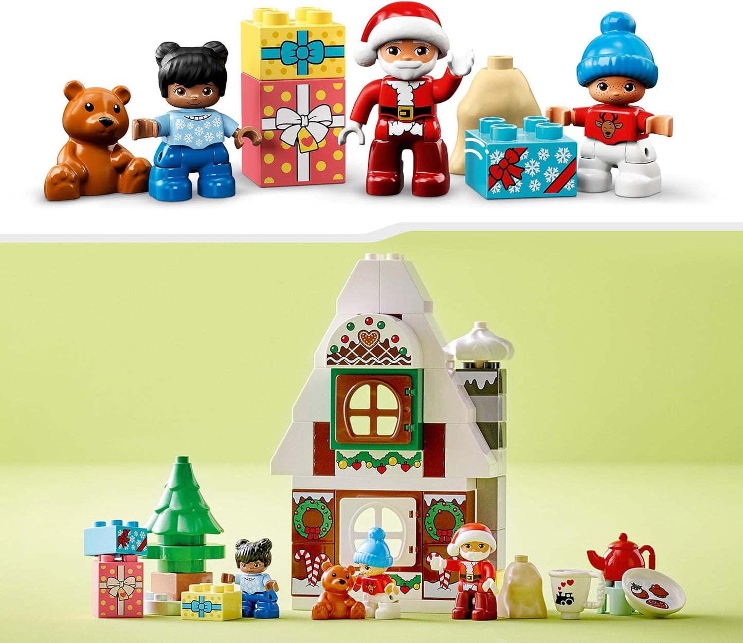 LEGO 10976 DUPLO Gingerbread House with Santa Figure, Christmas House Toy, Gift for Toddlers from 2 Years, Building Blocks, Educational Toy for Girls and Boys