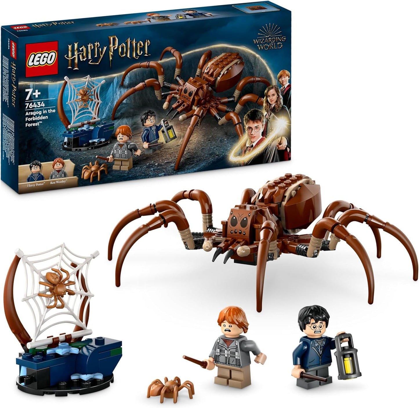 LEGO Harry Potter Aragog in the Forbidden Forest, Fantasy Playset with Spider Figure, Mythical Creatures, 2 Mini Figures, Magic Gift for Boys, Girls and Fans from 7 Years, 76434