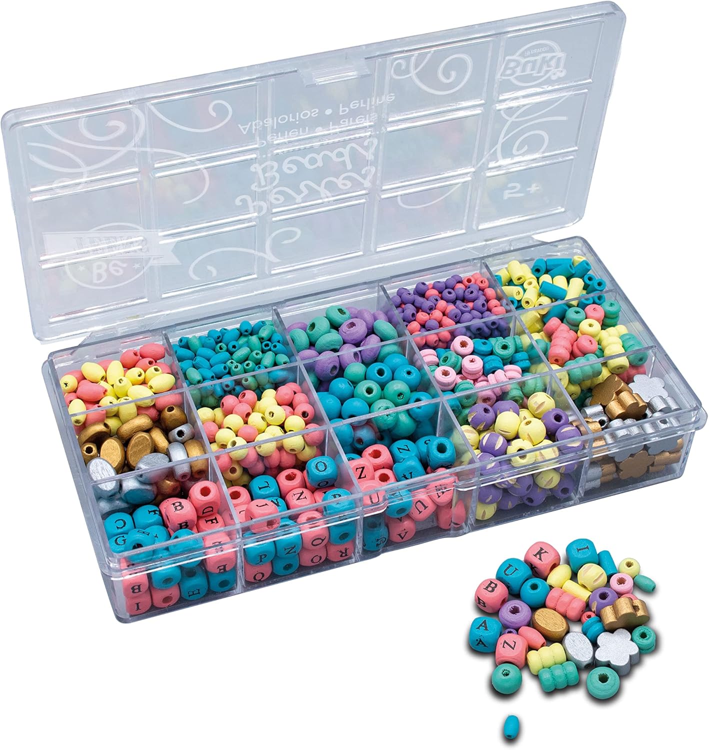 Buki - PE015 - Box of Wooden Beads - Colourful