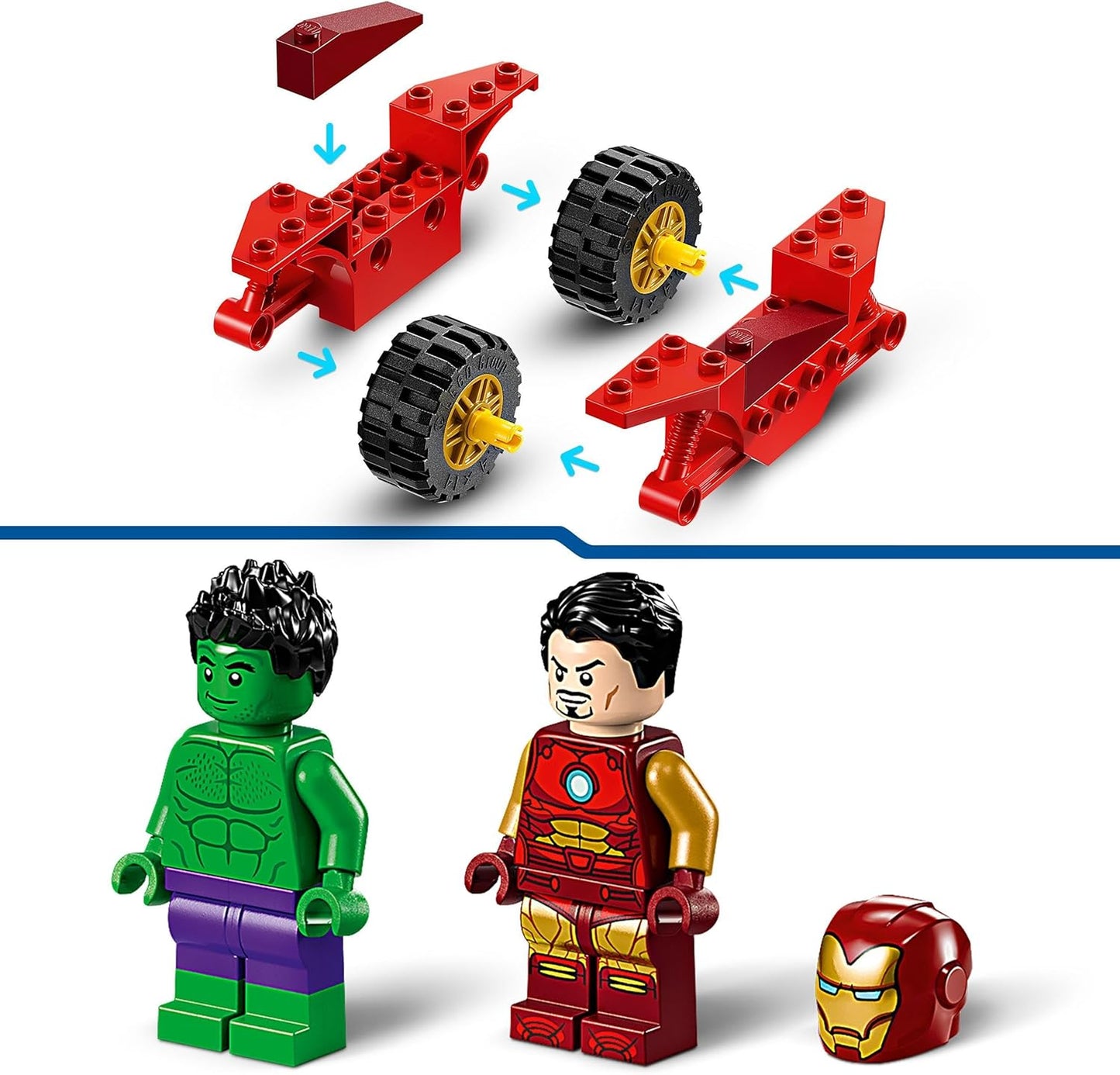 LEGO Marvel Iron Man with Bike and the Hulk, Superhero Building Toy for Children, Collectable Playset with Bike and Mini Figures, Gift for Girls and Boys from 4 Years, 76287