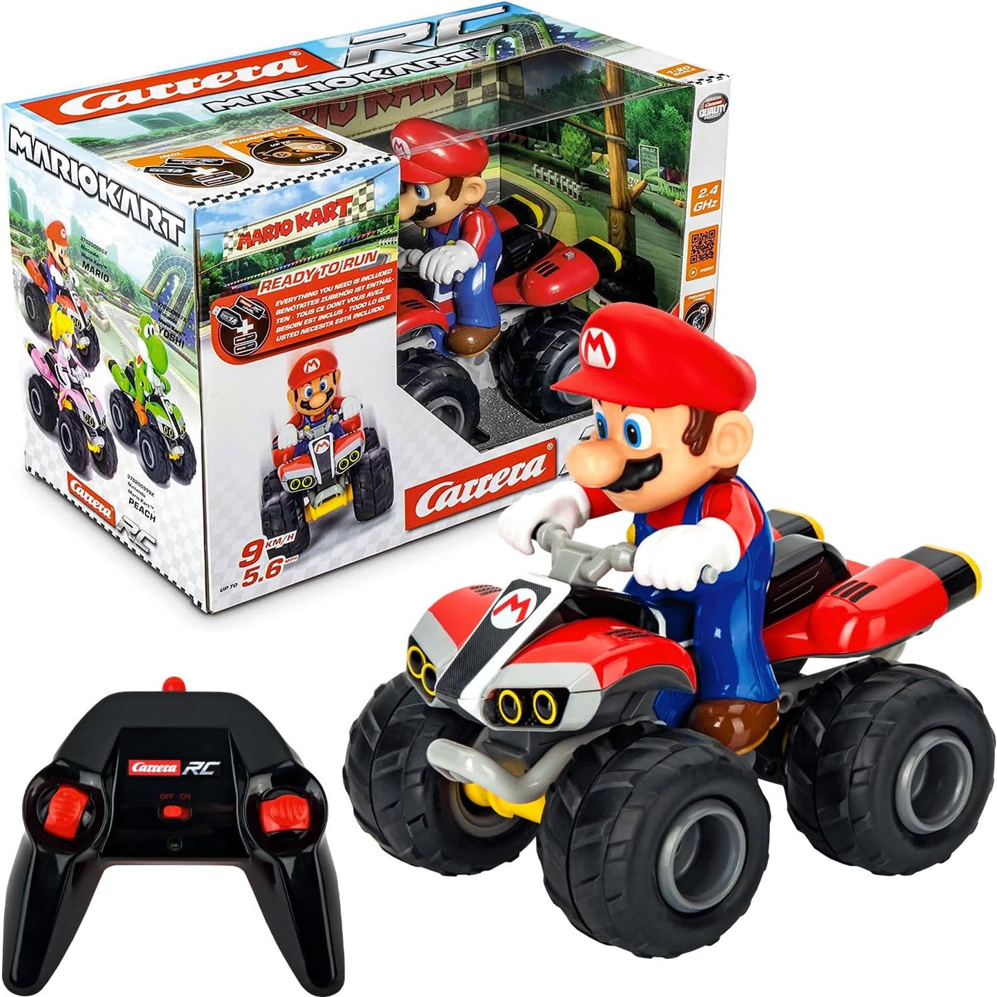 Carrera Mario Kart™, Mario Quad Remote Controlled Car, Carrera RC, Offroad Slope Action, Scale 1:20, Original Nintendo Licence, Up to 9 km/h, 30 min Driving Time, Rechargeable Battery