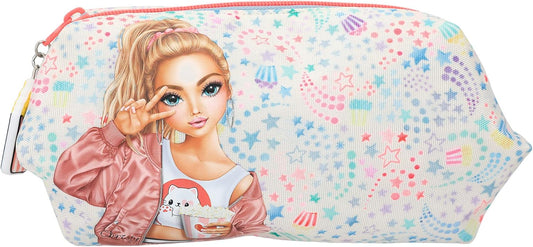 Depesche 12387 TOPModel Cutie Star Cosmetic Bag with Model Motif and Star Pattern, Beauty Case with Inner Pocket, black