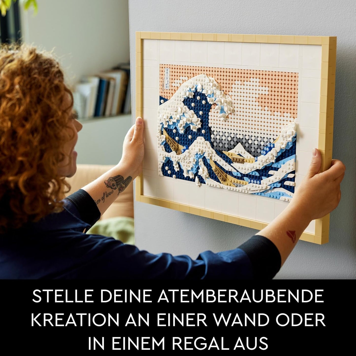 LEGO 31208 Art Hokusai – The Great Wave, 3D Japanese Wall Decoration Craft Kit, Framed Ocean Canvas, Hobbies for Adults, DYI, Home and Office Decoration