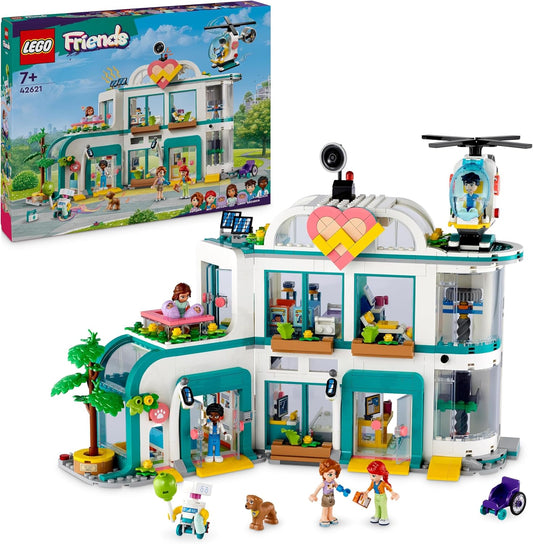 LEGO Friends Heartlake City Krankenhaus, Set mit Spielzeug-Hubschrauber und Figuren inkl. Autumn und Hund, Arzt-Spielzeug für Kinder, Geschenk für Mädchen und Jungen ab 7 Jahren 42621