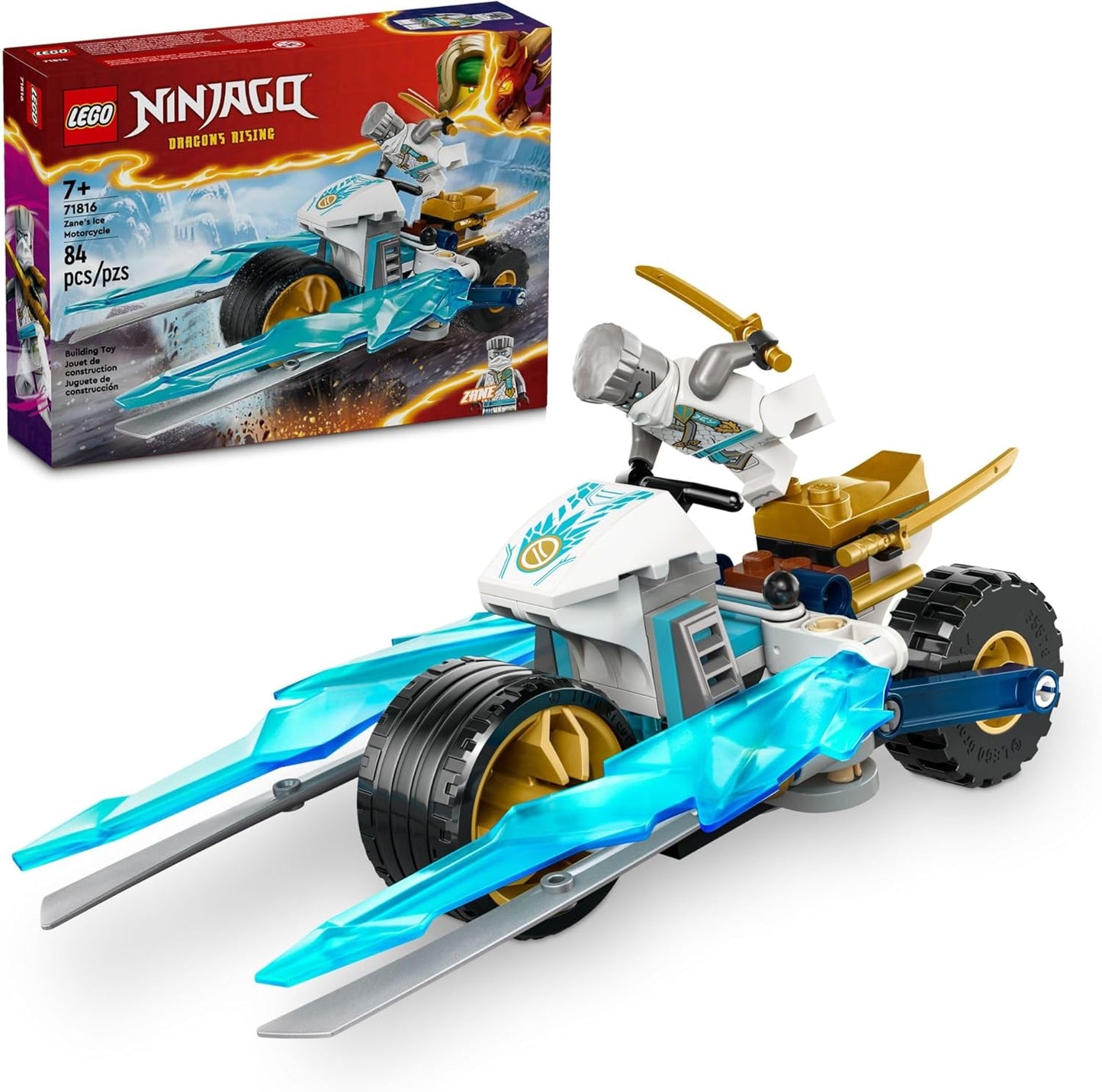 LEGO Ninjago 71816 Zanes Ice Motorcycle Toy with 1 Mini Figure Included, Buildable Model Vehicle, Ninja Gift for Children from 7 Years