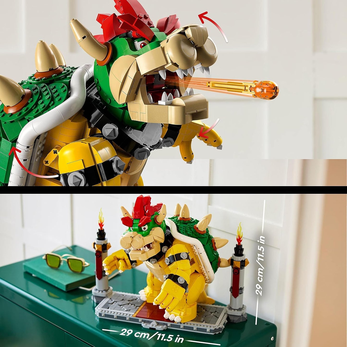 LEGO Super Mario The Mighty Bowser 3D Model Kit, Large Collectable Articulated Figure Set, Includes Duel Platform, Gift Idea for Fans to Display as Room Decoration 71411