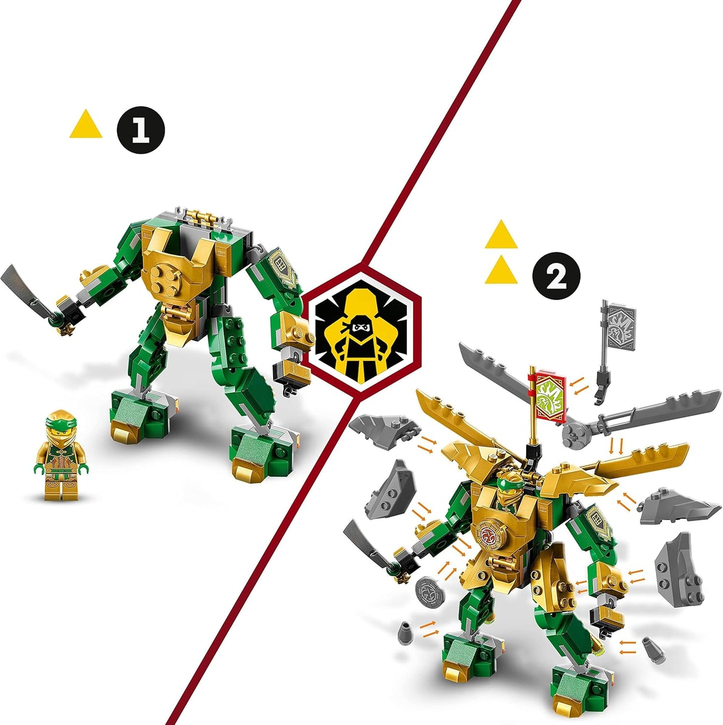 Lego 71781 Ninjago Lloyd's Mech Duel EVO, 2 Action Figures Set with Upgradable Figure, Collectable Toy with Golden Lloyd and Skeleton Warrior