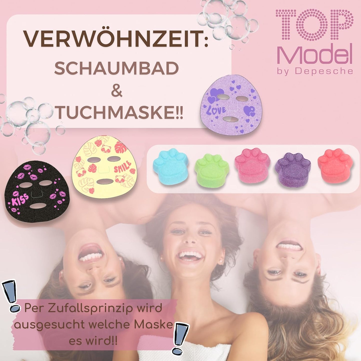 TOPModel Cloth Mask Glitter Beauty and ME & TOPModel Bath Bomb Paw Beauty and ME - Your Perfect Duo for Glittering Selfcare Moments and Bubbly Bath Joys that combine Fun and Relaxation