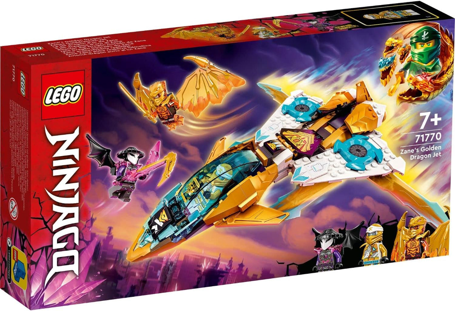 LEGO 71770 Ninjago Zanes Gold Dragon Jet Set with Toy Aeroplane and Cole and Zane Mini Figures, Great Birthday Gift for Children from 7 Years, Multicoloured