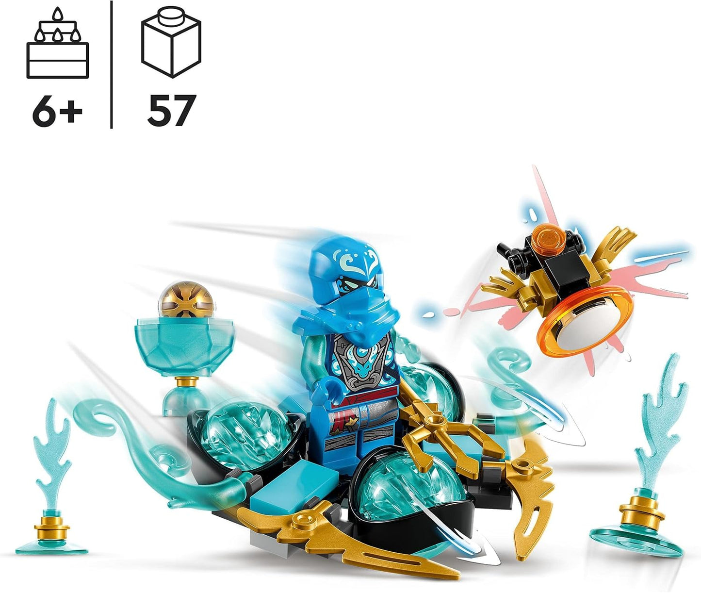 LEGO 71778 Ninjago Nyas Dragon Power Power Spinjitzu Drift Toy, Spinner with Art Pieces, NYA Mini Figure for Collecting, Small Gift for Children from 6 Years