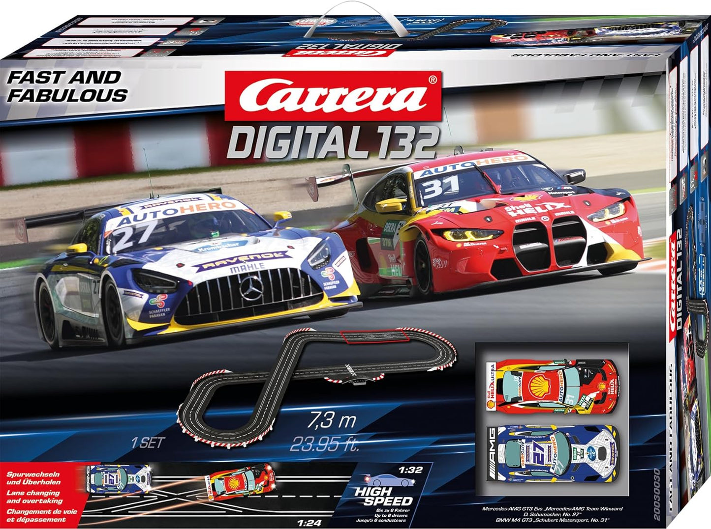 Carrera - 20030030 - Digital 132 I Racing I Set I Includes Mercedes AMG GT3 EVO & BMW M4 GT3 I Authentic DI Racing Pleasure I Easy Setup & Storage I Scale 1:32