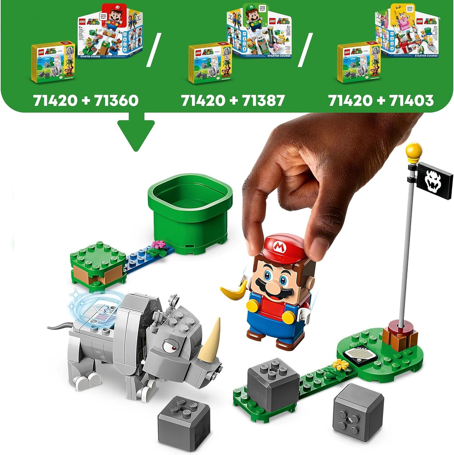 LEGO Super Mario Rambi the Rhino Expansion Set, Rhino Animal Toy Figure, Small Gift to Combine with a Starter Set 71420