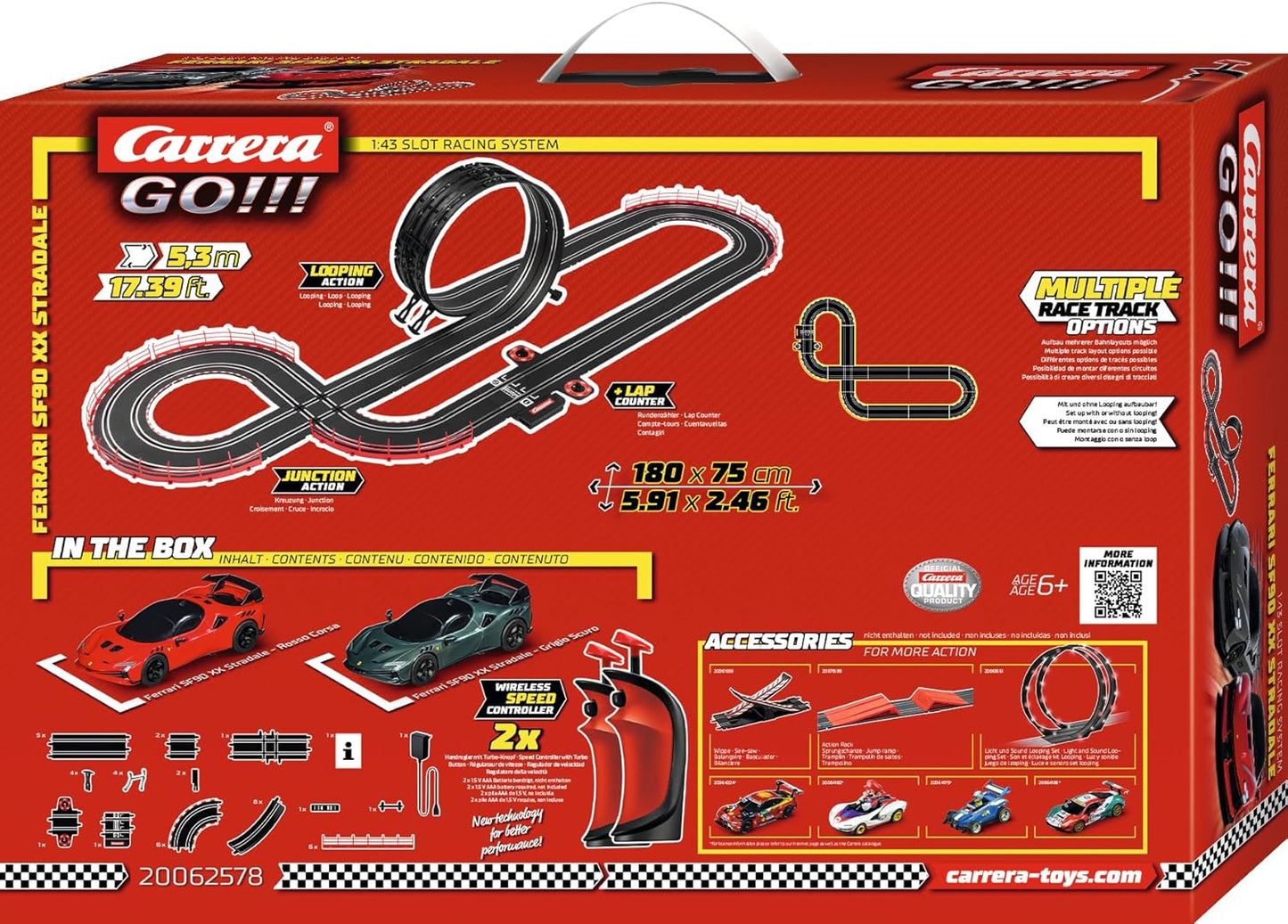 Carrera GO... Ferrari Supercar Power (Wireless) Race Track Set I Racing Track with Licensed Slot Cars | Up to 2 Players | For Children from 6 Years and Adults