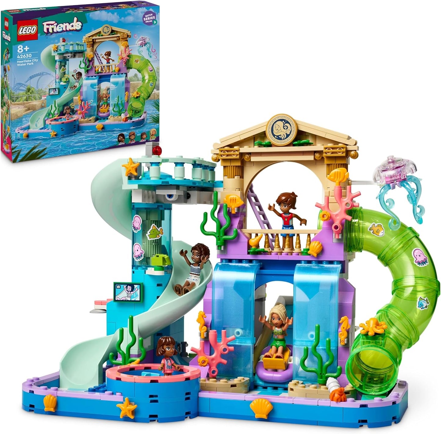 LEGO Friends Heartlake City Water Park, Outdoor Playset for Girls and Boys from 8 Years, Creative Play Experience with 3 Toy Figures, Micro Toy Figure, 3 Slides and Whirlpool 42630