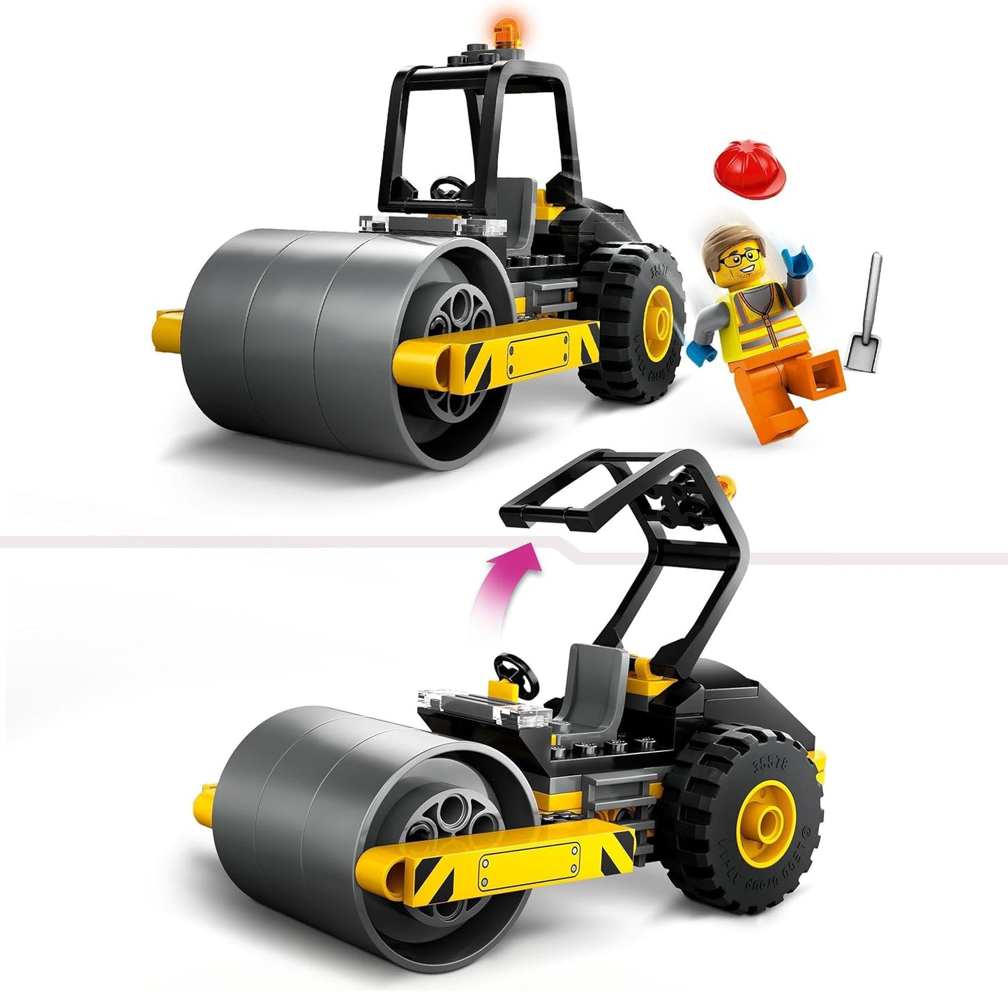 LEGO City Road Roller, Construction Site Vehicle for Children from 5 Years, Steam Roller Toy with Builder Mini Figure, Imaginative Play Experience for Boys and Girls, Small, Funny Gift 60401