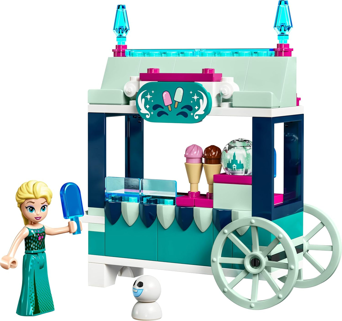 LEGO Disney Frozen Elsa's Ice Cream Stand, Ice Cream Toy for Children with Princess Elsa Doll and Mini Snowman, Set for the Film Frozen, Spontaneous Gift for Girls and Boys from 5 Years 43234