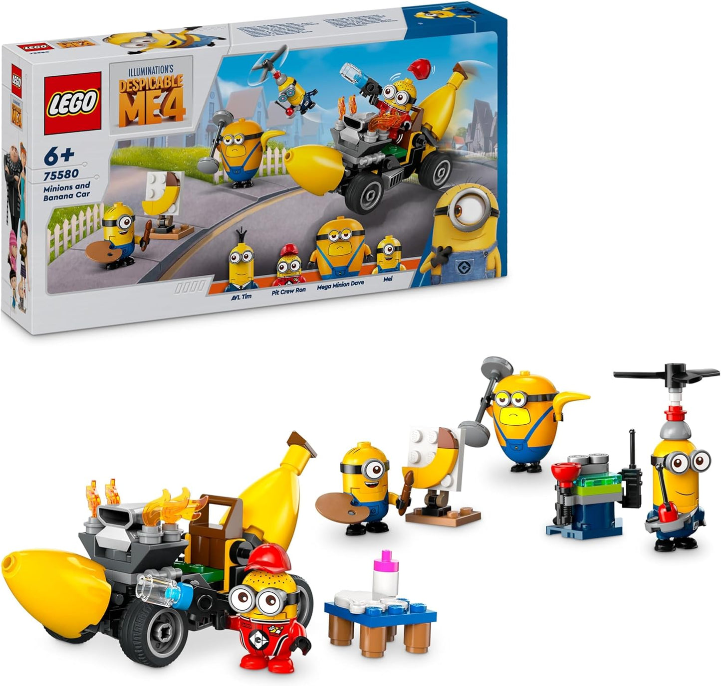 LEGO Despicable Me 4 Minions and the Banana Car Playset to Despicable Me 4, Kids Toy, Creative Minions Gift for Boys and Girls from 6 Years 75580