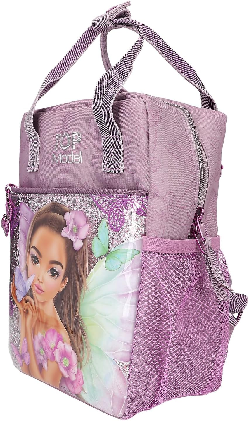 Depesche 12776 TOPModel Fairy Love Backpack in Mauve with Model Motif and Butterflies, Bag with Adjustable Straps, Pink, pink, Rucksack