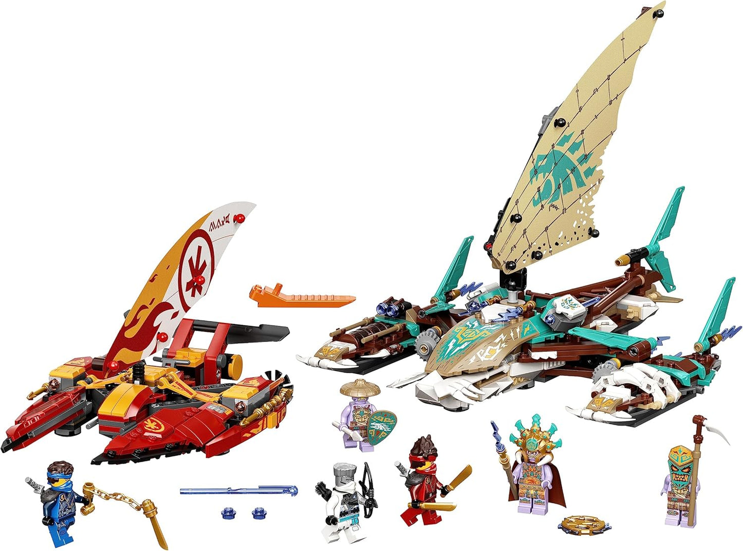 LEGO 71748 NINJAGO Duel of the Catamarans, Construction Set with 4 Toy Boats and Kai, Jay and Zane Mini Figures