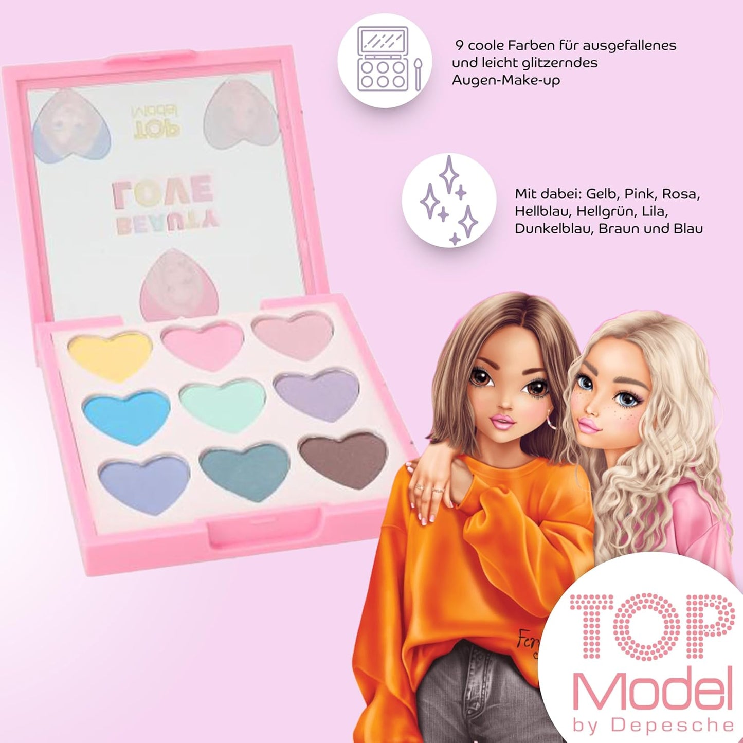 TOPModel Lip Gloss Glow Beauty and ME1 Piece + TOPModel Beauty and Me Eyeshadow Palette, Child-friendly Make-Up for Girls