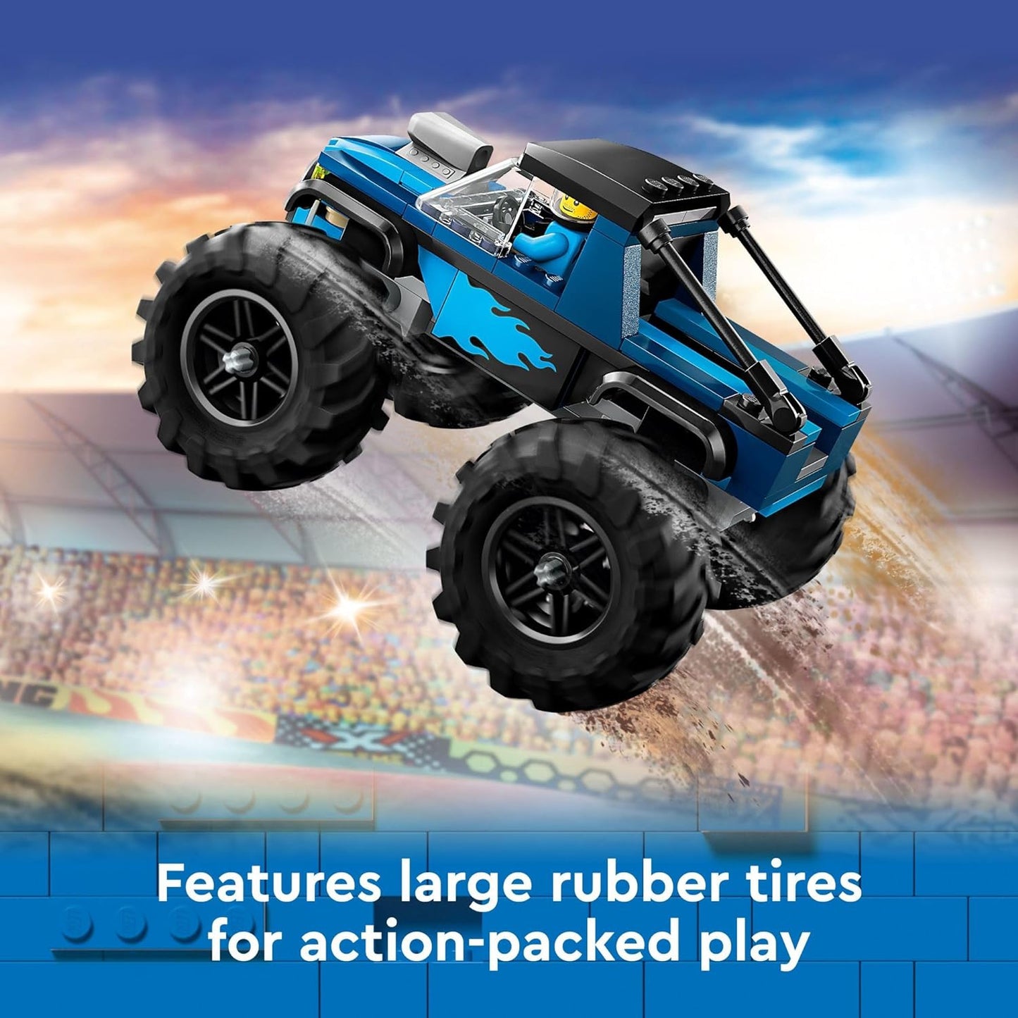 LEGO City Blue Monster Truck Off-Road Toy Playset with Driver Mini Figure, Imaginative Toy for Children, Funny Gift for Boys and Girls from 5 Years, Mini Monster Truck, 60402