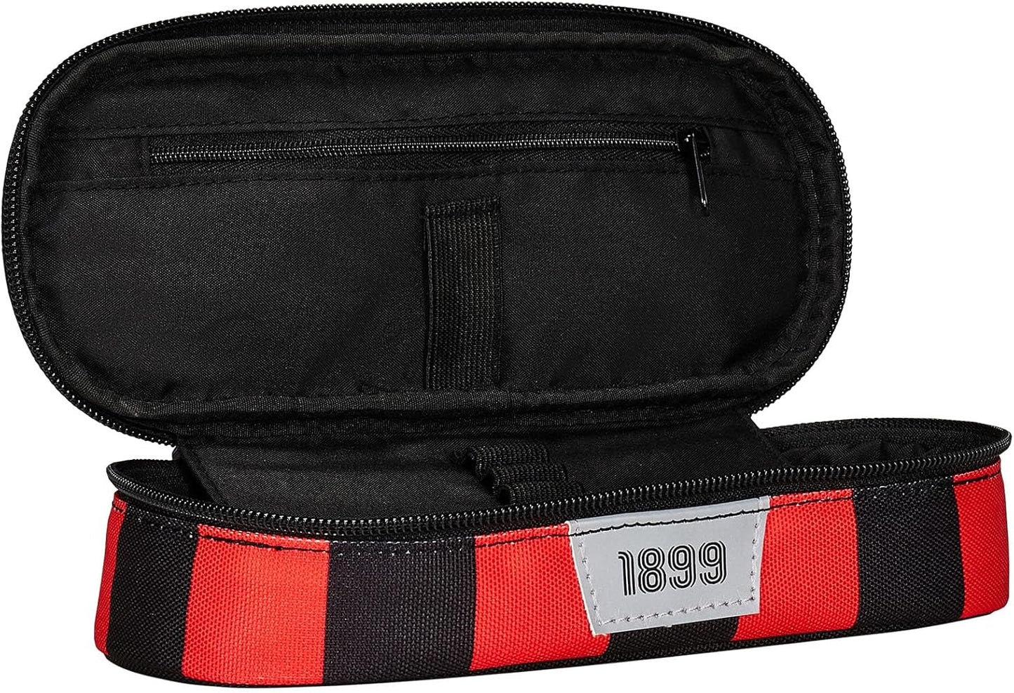 Seven Pencil Case School Round Plus - A.C. Milan Football - Path of Victory Black Red - Pencil Case for School with a Zip with Inner Organiser, Elastic Loops - Accessories, multicoloured, Modern