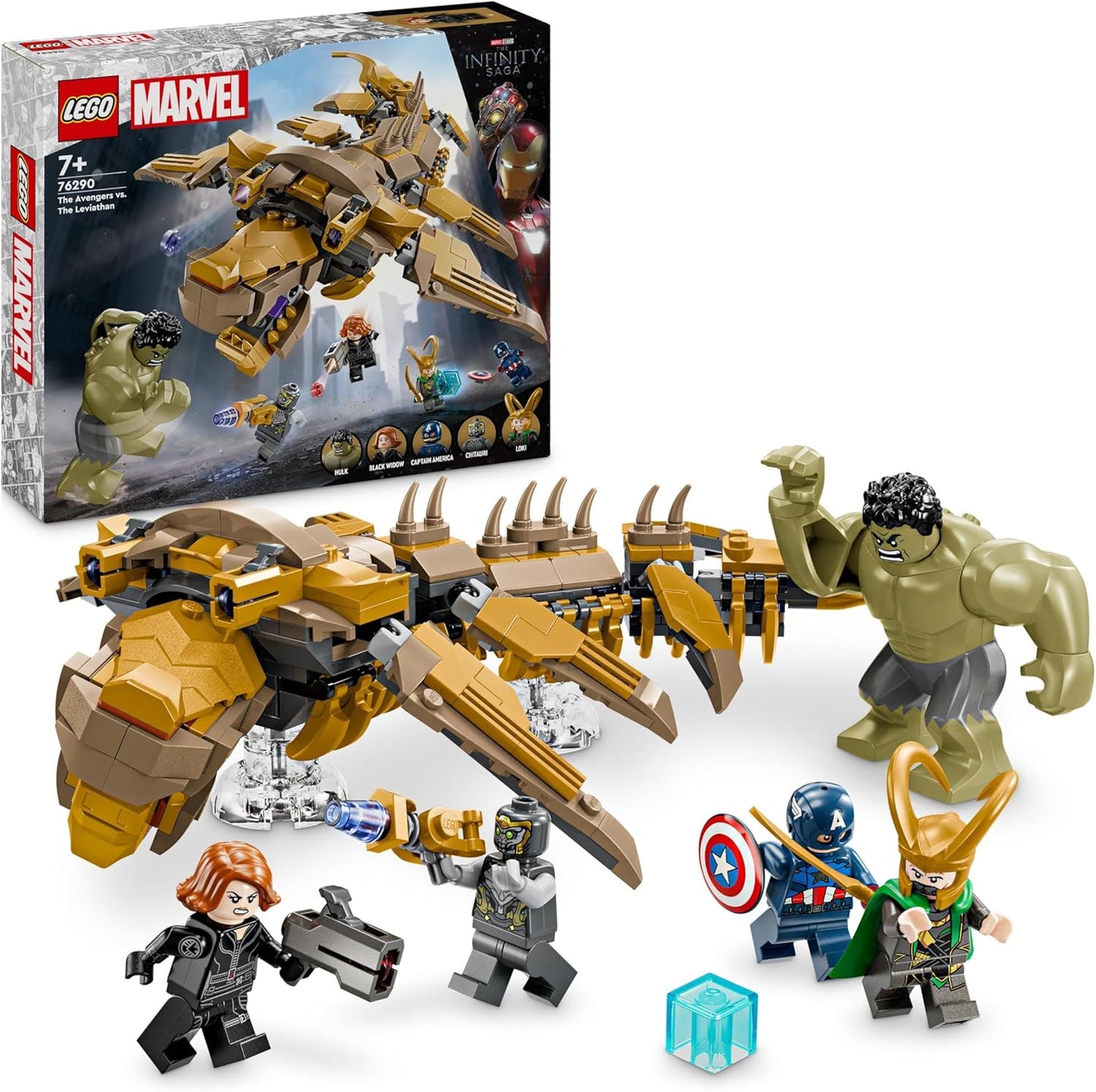 LEGO Marvel Avengers vs. Leviathan Building Toy Set with the Hulk and Captain America, Loki, Black Widow and Chitauri, Avengers Playset for Boys and Girls from 7 Years 76290