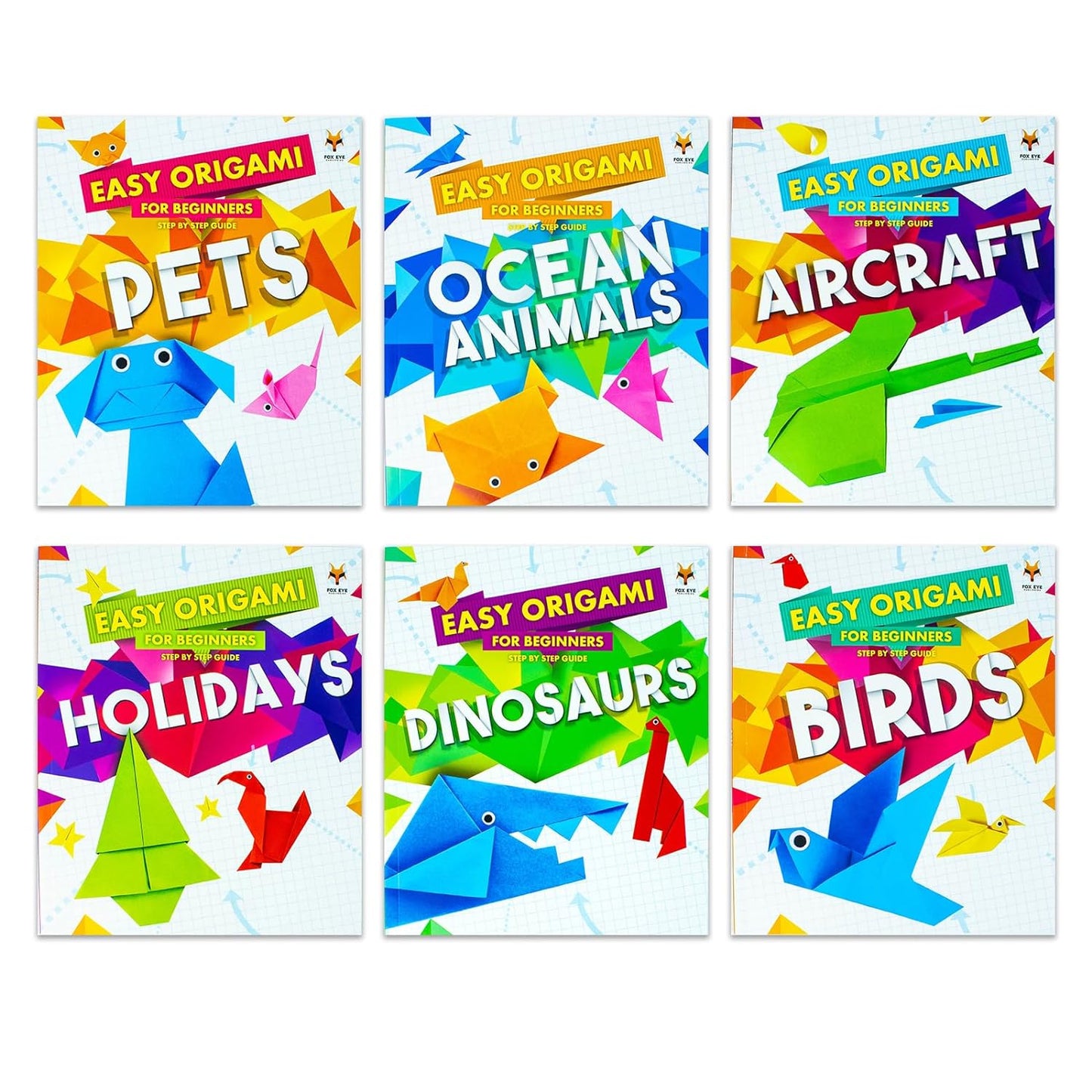 Step By Step Guide To Easy Origami For Beginners 8 Books Set Collection (Aircraft, Birds, Dinosaurs, Farm Animals, Holidays, Jungle Animals, Ocean Animals, Pets)