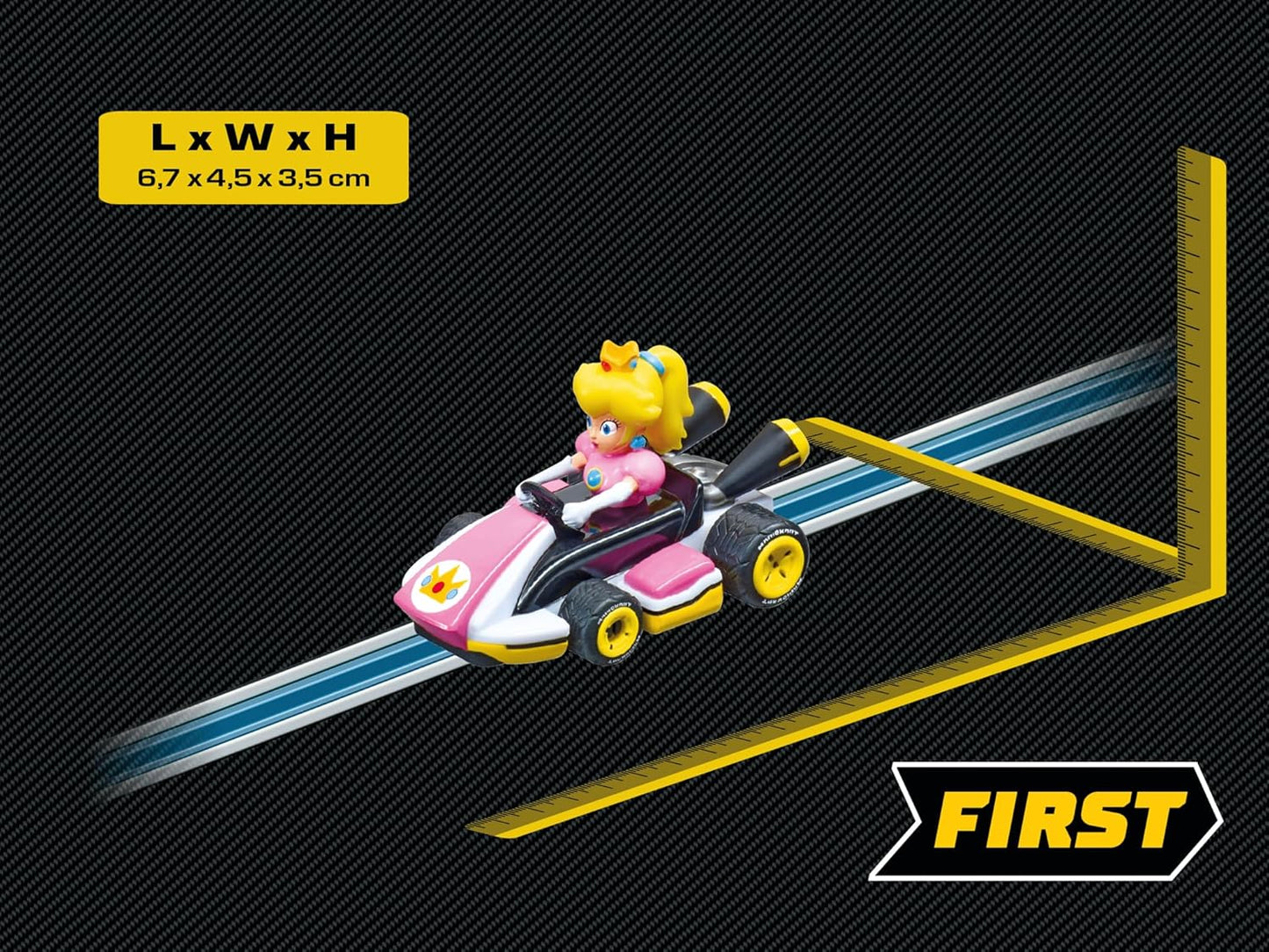 Carrera - 20065019 - Carrera FIRST I Peach Slot Car I Scale 1:50 I Iconic Character from the Mario Kart Universe I Ideal for Children I Mario Kart Fans & Beginners from 3 Years I Easy Control