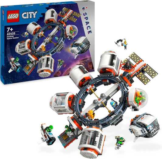 LEGO City Weltraum Modulare Raumstation, Raumschiff Modell mit Weltraumfahrzeugen, Geschenk für Kinder, Jungen und Mädchen ab 7 Jahren, Modulare Forschungsstation mit 6 Astronaut-Figuren 60433