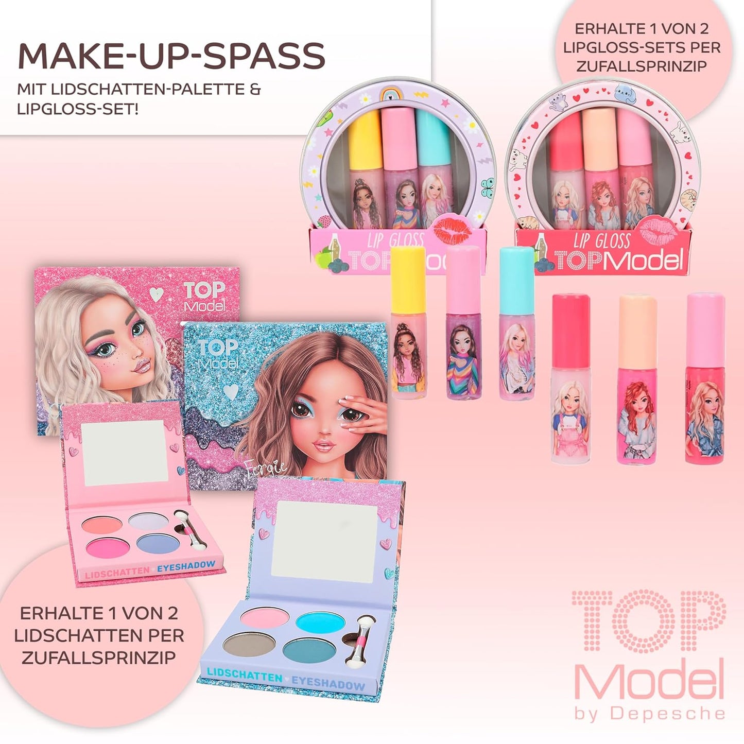 TOPModel by Depesche Beauty and Me Eyeshadow Gift Set, Washable Hair Chalk Set and Mini Lip Gloss Set