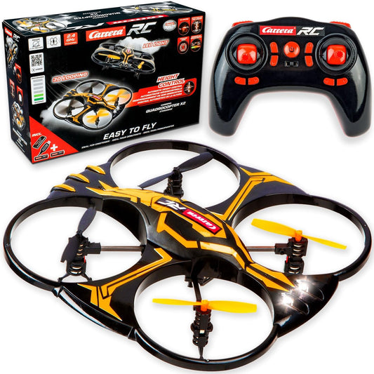 Carrera RC Quadcopter X2 Drone | With Flashing LED Position Lights | 3D Looping Function | Auto Start & Landing Function | 17.6 cm Length | Ages 12+ | Beginner & Advanced Mode