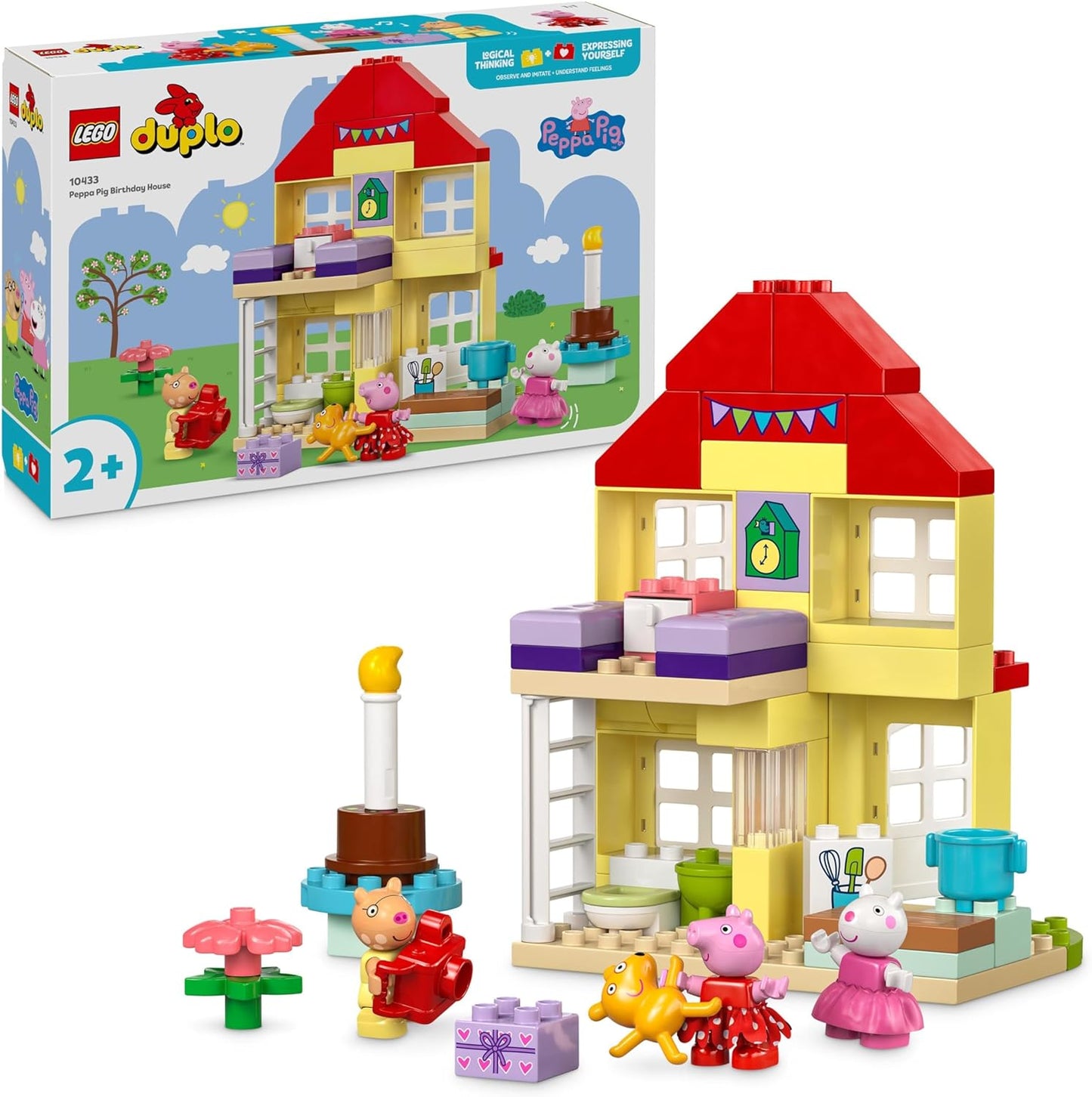 LEGO DUPLO Peppas Birthday House, Creative Toy with 3 Figures, Toy House for Building and Converting for Children from 2 Years, Boys and Girls, Promotes Dexterity 10433