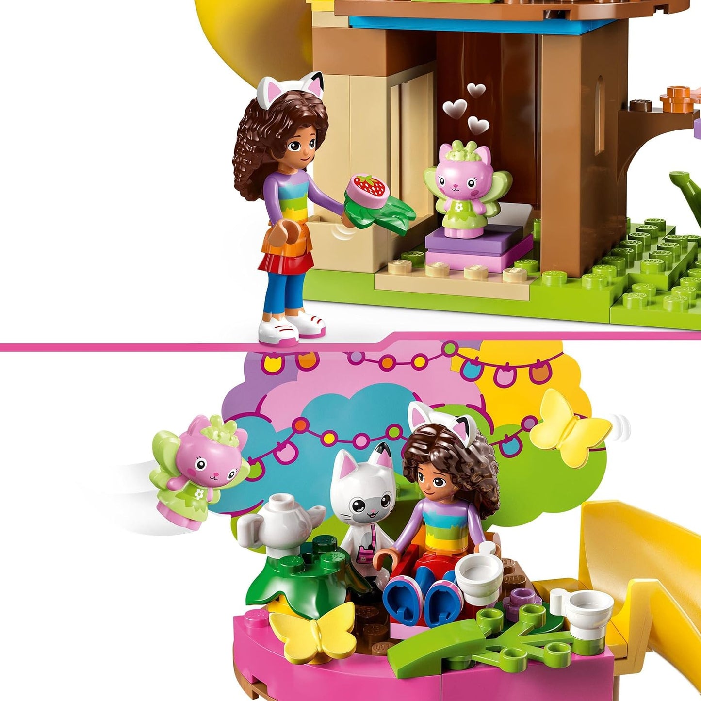 LEGO Gabby's Dollhouse Kitty Fairies Garden Party Dollhouse Toy Set with Gabby, Pandi and Kitty Fairy Figures with Tree House, Swing, Slide and Carousel, Gift for Girls, Boys, Children 10787