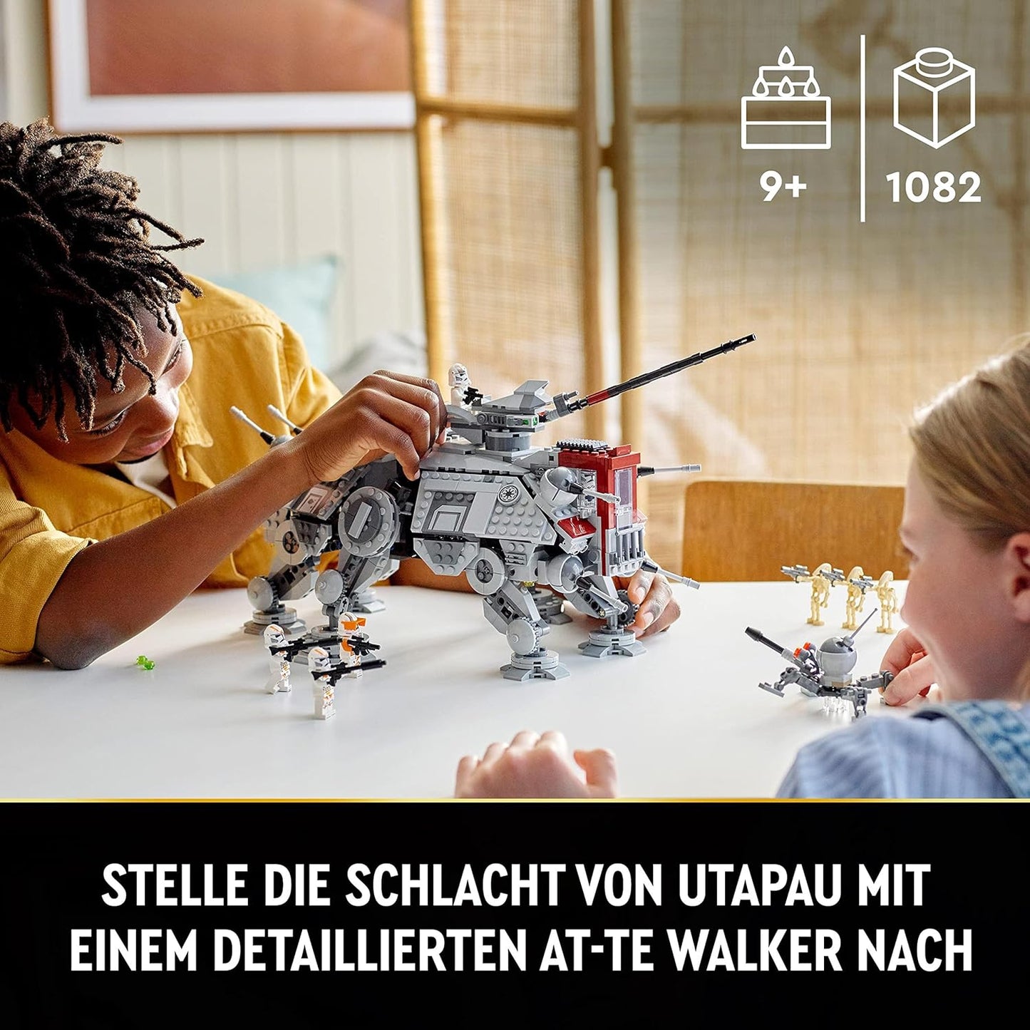 LEGO Star Wars at-TE Walker, Movable Toy Model Set with Mini Figures Including 3 Clone Soldiers, Battle Droids and Dwarf Spider Droids 75337