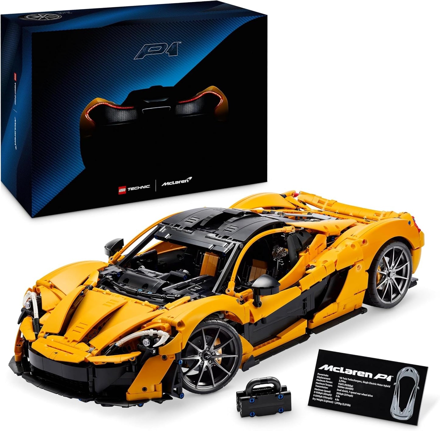 LEGO Technic McLaren P1 Super Sports Car Set for Adults, Gift for Car Fans, Scale Collectible with V8 Piston Engine and 7-Speed Transmission, Model Car, Toy Car Set 42172