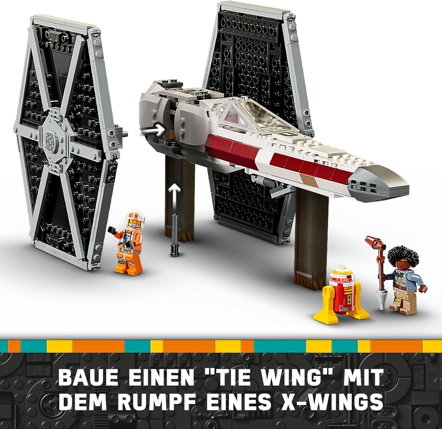 LEGO Star Wars Mashup of TIE Fighter & X-Wing, Buildable Toy Star Hunter Gift Idea for Children, Adjustable Star Ships, Gift for Boys, Girls and All Fans 75393