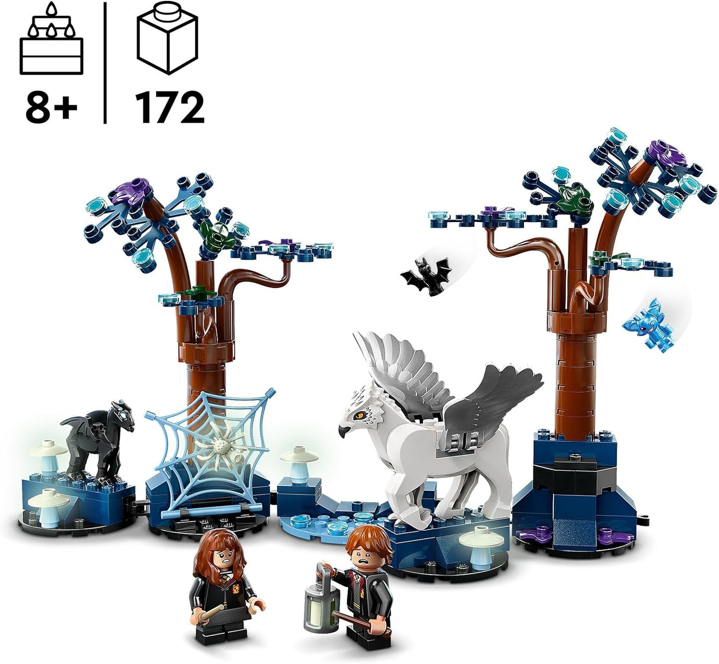 LEGO Harry Potter The Forbidden Forest: Magic Creatures Toy with Hermione and Ron Figures, Plus Fantasy Animals such as Silk Beak and Thestral, Gift for Children, Girls, Boys from 8 Years 76432