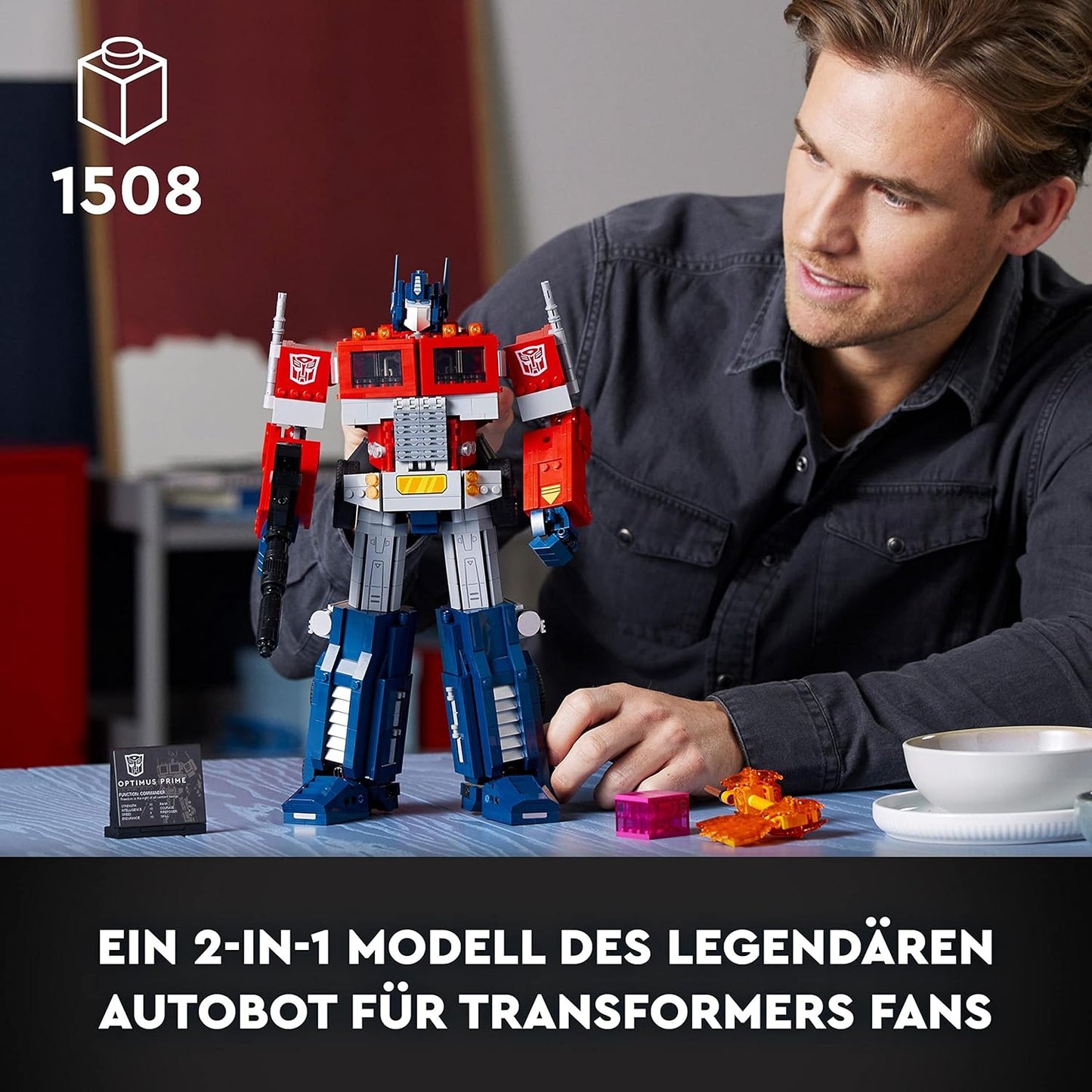 LEGO 10302 Icons Optimus Prime Set, 2-in-1 Robot Figure and Truck Model, Transformers Toy Model Kit for Adults, Birthday or Christmas Gift for Men, Women, Him and Her